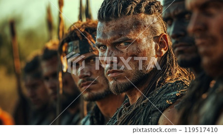 An Intense Warrior Standoff Unfolds in a Rich Historical Setting Amidst Fierce Conflict An Intense Warrior Standoff Unfolds in a Rich Historical Setting Amidst Fierce Conflict 119517410