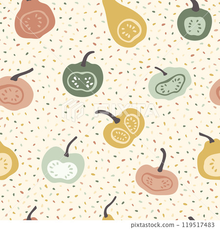 Funny pastel colored pumpkins seamless pattern Funny pastel colored pumpkins seamless pattern 119517483