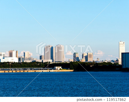 A refreshing morning view of Makuhari New City from the sea 119517862