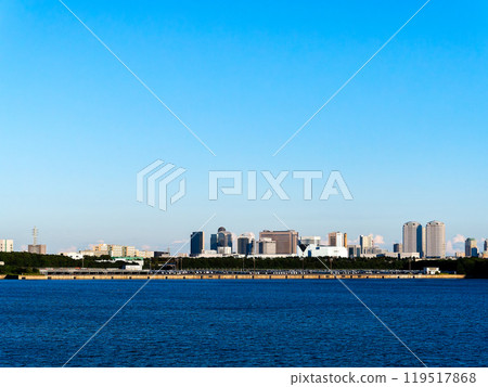 A refreshing morning view of Makuhari New City from the sea 119517868