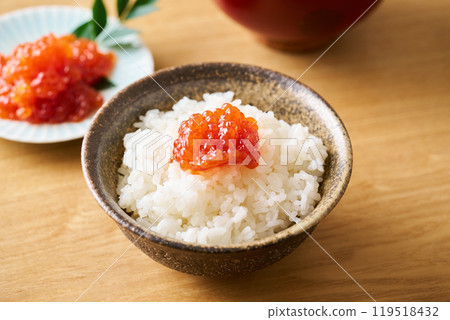 Herring roe marinated in soy sauce served on rice Herring roe marinated in soy sauce served on rice 119518432