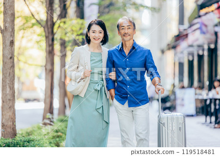 Senior couple traveling 119518481