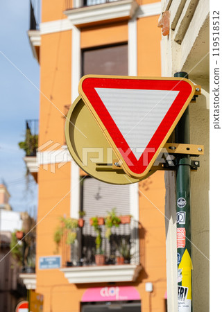 Road traffic signs in the city 119518512