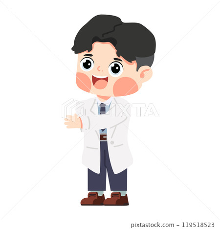 cartoon doctor pointing to something 119518523