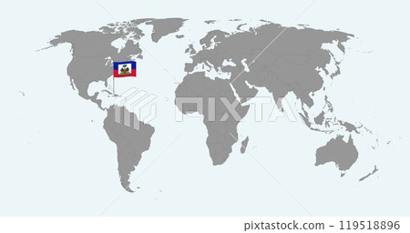 Pin map with Haiti flag on world map. Vector illustration. Pin map with Haiti flag on world map. Vector illustration. 119518896
