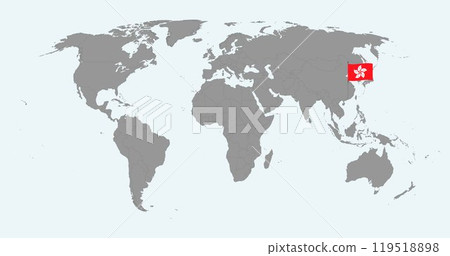 Pin map with Hong Kong flag on world map. Vector illustration. 119518898