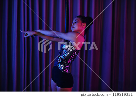 Practicing Dance Moves Under Stage Lighting Practicing Dance Moves Under Stage Lighting 119519331