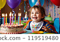 Child receiving birthday cake 119519480