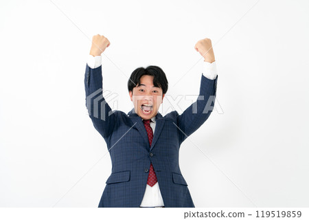 Businessman, male in his 20s, fist pump 119519859