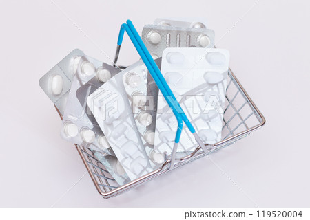 Pills and Capsules in Shopping Basket Pills and Capsules in Shopping Basket 119520004