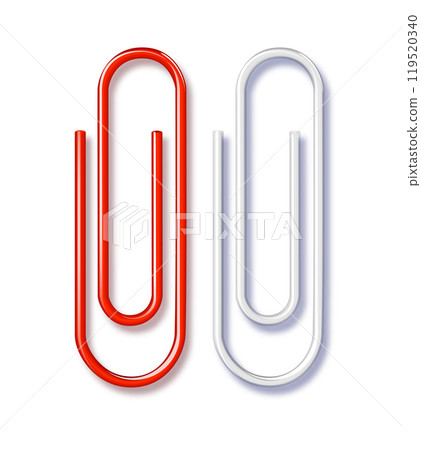 Paper clip metal isolated on transparent background. Page paper clip holder, binder. vector 119520340