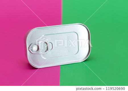 Tin Can on Split Green and Cyan Background 119520690