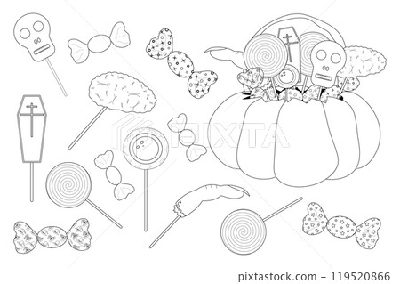 Halloween Candy Coloring Page for Kids 119520866