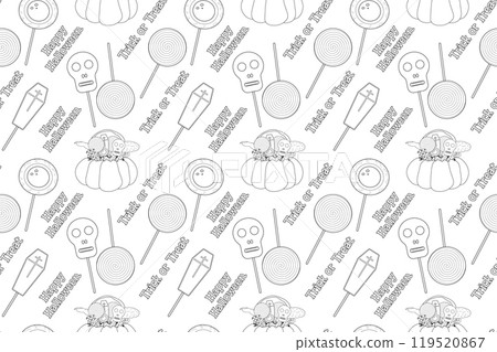 Halloween Candy Pattern Coloring Page for Kids 119520867