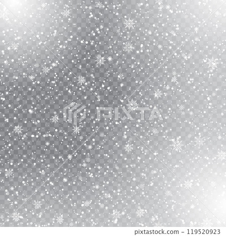 Winter Snowflakes Falling on Transparent Background for Christmas Design .Vector 119520923