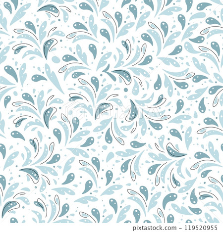 Seamless pattern with water splashes in flat style. Repeating background with splashes, drops. Abstract background for fabric, wallpaper, wrapping paper, scrapbooking, etc. Seamless pattern with water splashes in flat style. Repeating background with splashes, drops. Abstract background for fabric, wallpaper, wrapping paper, scrapbooking, etc. 119520955