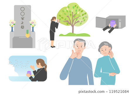 一對老年夫婦擔心葬禮的形式。 119521084