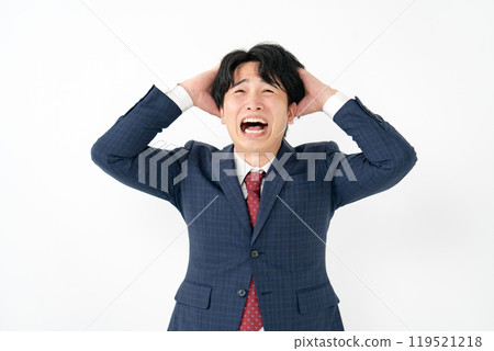 Businessman, male in his 20s, panic 119521218