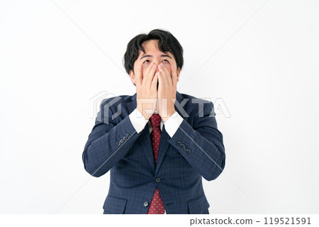 Businessman, male in his 20s, panic 119521591