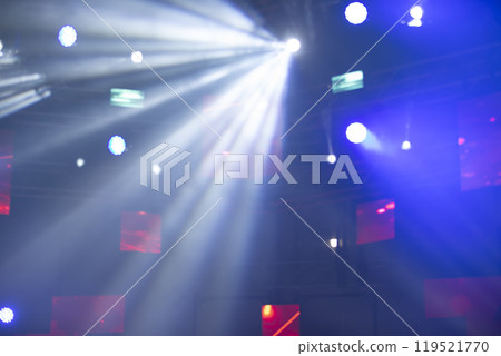 Stage spotlights background light.Concert lighting on a dark background. 119521770