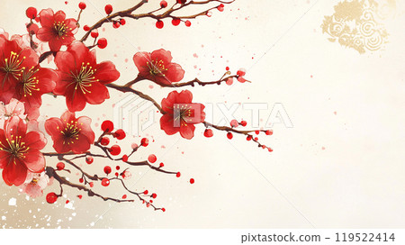 Red plum flower 119522414