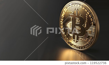 A shiny gold coin displaying the letter b prominently on its surface A shiny gold coin displaying the letter b prominently on its surface 119522736