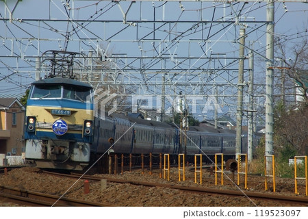 由EF66-49牽引的臥舖特快「富士隼號」與一系列長臥舖車廂一起轉彎_2008年3月1日攝 119523097