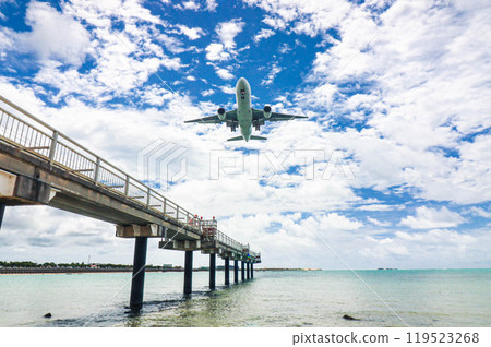 Plane preparing to land at Naha Airport Plane preparing to land at Naha Airport 119523268