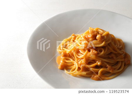 Restaurant pasta with cream sauce 119523574