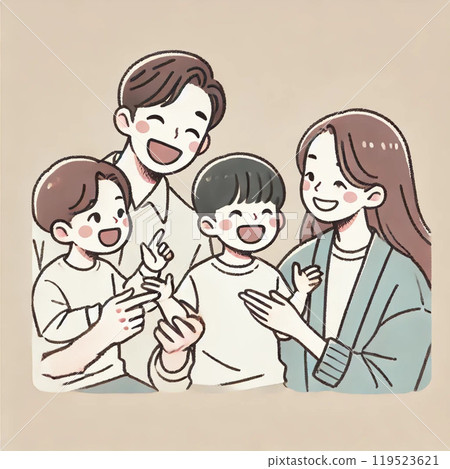 Smiling and friendly family 119523621