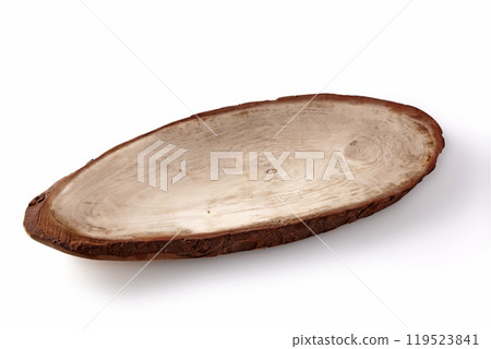 oval oblong plate made of wooden cut isolated on white background 119523841