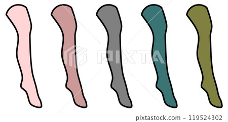 Color samples of stockings worn by women with beautiful legs 119524302