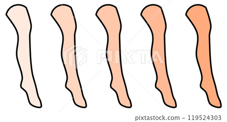 Color samples of stockings worn by women with beautiful legs 119524303