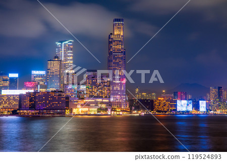 Hong Kong: Night view from Wan Chai Promenade 119524893