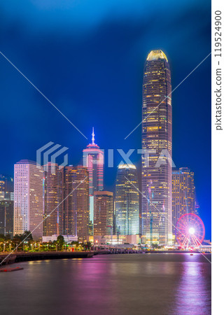 Hong Kong: Night view from Wan Chai Promenade Hong Kong: Night view from Wan Chai Promenade 119524900