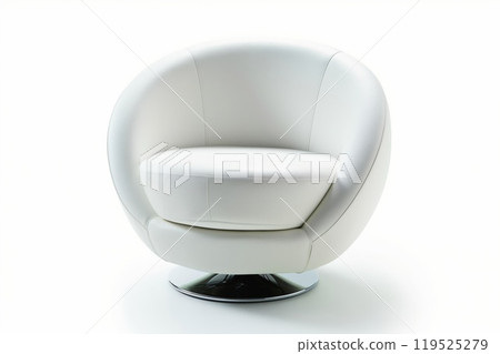 Elegant white armchair with minimalist design isolated on a white background, showcasing contemporary style Elegant white armchair with minimalist design isolated on a white background, showcasing contemporary style 119525279