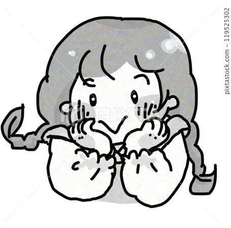 一個下巴休息姿勢的女孩 119525302