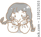 Smiling girl posing with her chin on her hands 119525303