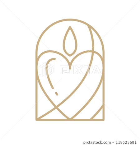 Candle heart line art aesthetics logo vector design Elegant Spa Icon. Soothing Light Symbol for Wellness and Relaxation 119525691