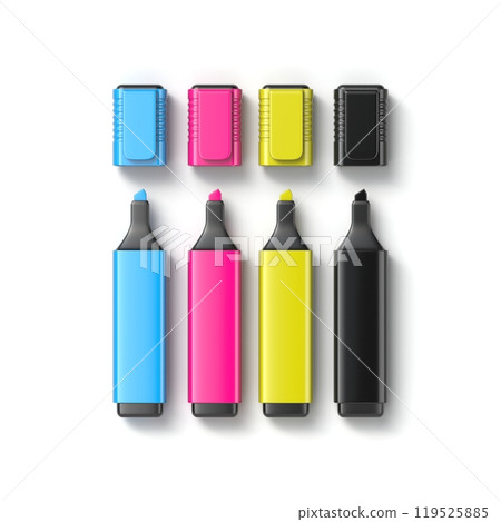 CMYK highlighter markers 3D 119525885