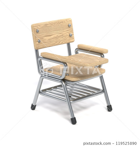 Writing pad student chair Side view 3D 119525890