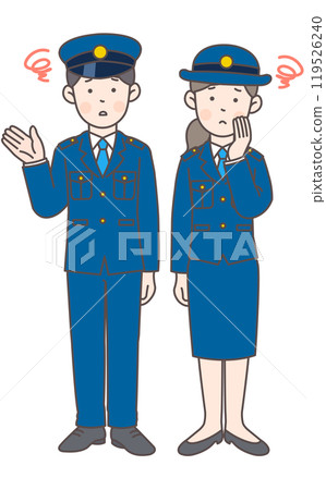 一名陷入困境的警察的全身插圖 1 119526240