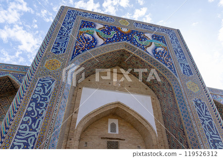 Facade of Nadir Devanbegi Madrasah located on old town of Bukhara Facade of Nadir Devanbegi Madrasah located on old town of Bukhara 119526312