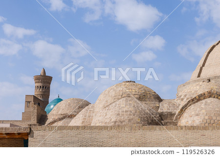 Skyline of the old town of Bukhara, Uzbekistan. Ancient domes Skyline of the old town of Bukhara, Uzbekistan. Ancient domes 119526326
