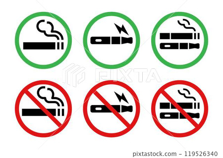 no smoking,no vaping and smoking area sign set 119526340