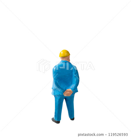 Miniature construction worker isolate on white background with clipping path Miniature construction worker isolate on white background with clipping path 119526593