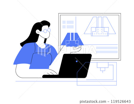 3D printing model isolated cartoon vector illustrations. 119526643