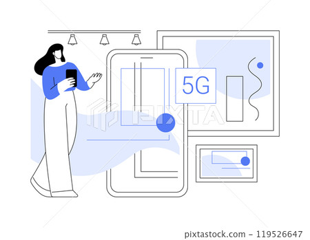 Augmented reality experience with 5G isolated cartoon vector illustrations. Augmented reality experience with 5G isolated cartoon vector illustrations. 119526647