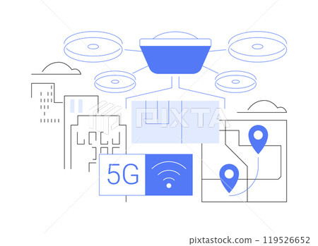 5G drones isolated cartoon vector illustrations. 5G drones isolated cartoon vector illustrations. 119526652
