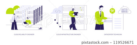 Datacenter abstract concept vector illustrations. 119526671